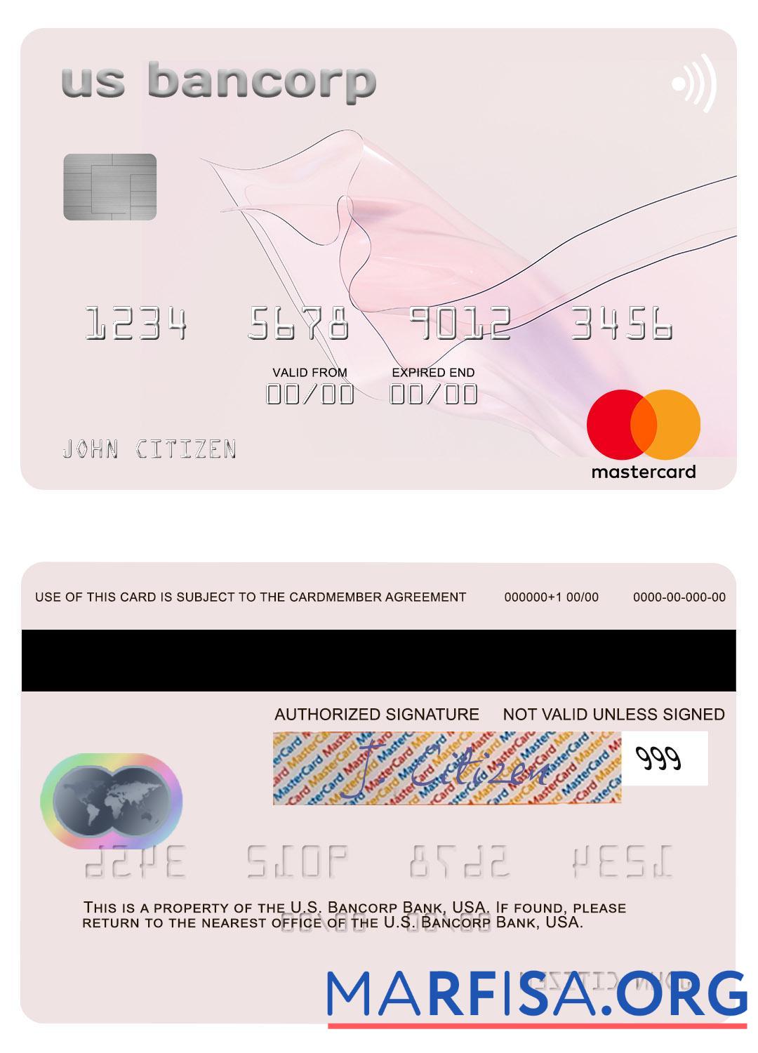 Downloadable USA U.S. Bancorp Bank mastercard example